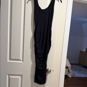 Ingrid & Isabelle Rouched mini maternity Elegant Black Sleeveless Dress